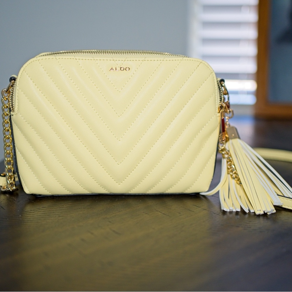 Aldo Light Yellow Crossbody Bag with Tassel